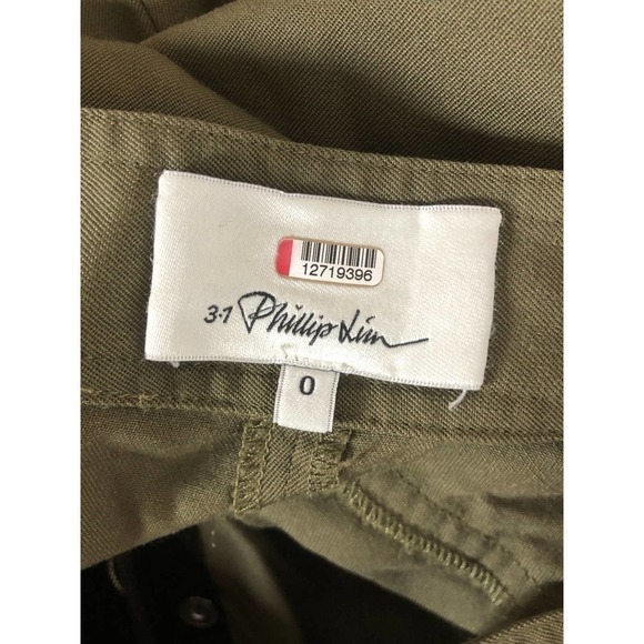 3.1 Phillip Lim Cargo Pants Wool Straight Leg Ankle Olive Green 0 - Picture 6 of 9